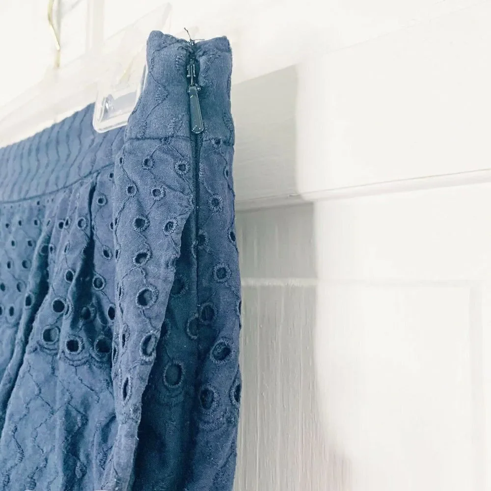 J. Crew Size 2 Scalloped Eyelet Shorts Navy Blue